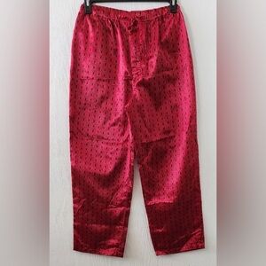 Playboy Lounge Pajama Pants Red Black Bunny Logo Drawstring Satin Mens Medium